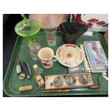 Decorative Bottles, Miniature Ash Pail, Adv. Items