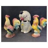 Porcelain Canister w/ Chicken Figurines