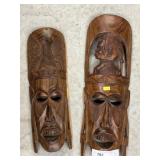 (2) Indonesian Carved Wood Masks