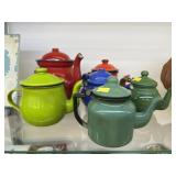 Grouping of Enamelware Teapots