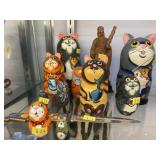 Grouping of Wooden Nesting Dolls & Canisters