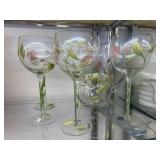 Paint Decorated Pitcher w/ Stemware