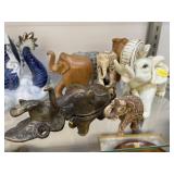Grouping of Wood, Brass & Porcelain Elephant Fig.