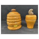 (2) Turned Wood Canisters