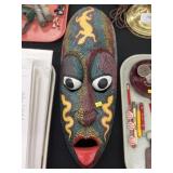 Tribal Carved Wood Hand Painted Mask