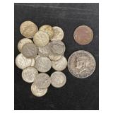 (20) Roosevelt Silver Dollars w/ 1964 Half Dollar