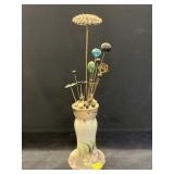Nippon Hat Pin Holder w/ Assorted Pins