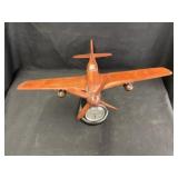 Wood Airplane Mantel Clock