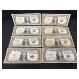 (8) 1 Dollar US Silver Certificates