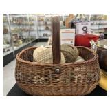 Wicker Woven Basket w/ Fabric Balls