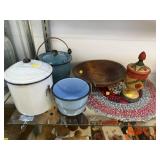 Enamelware w/ Chair Pad & Canister