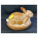 Fenton Slag Glass Rabbit On Nest
