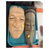 (2) Tribal Carved Wood Masks