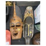 (2) Tribal Carved Wood Masks