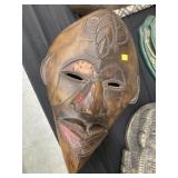 Carved Wood Copper Decorated Tribal Mask