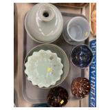 Oriental Pottery Bowls with Bottle