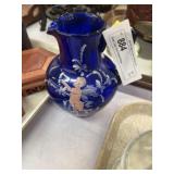 Blown Glass Hand Painted Pitcher