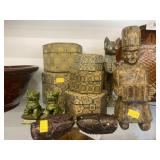 Oriental Foo Dogs with Cloth Storage Boxes