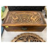 Oriental Carved Wood Storage Box