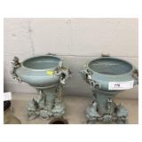 (2) Pottery Pedestal Planters