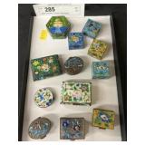 Metal Enameled Oriental Trinket Boxes