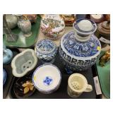 Oriental Decorative Pottery, Tea Mug and Bowls