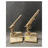 (2) Gun Form Bookends