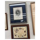 Framed Fraktur and Antique Framed Engraving