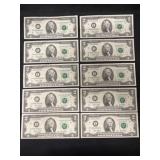 (10) 2003 $2 Bills