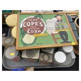 Cope's Corn Tins with Painted Sign