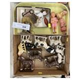 Hard Rubber Animals with Celluloid Dolls
