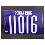 1906 PA License Plate