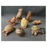 Carved Wood Figurines with Composition Bottle
