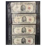 (8) 1953 and 1963 Red Seal $5 Bills