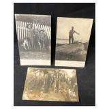 (3) Vintage Hunt Scene Postcards