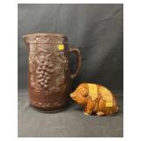 Stoneware Pitcher with Still Bank