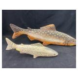 (2) Wood Machine Carved Fish