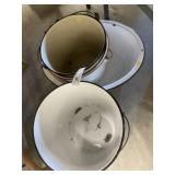 Enamelware Pails and Basin