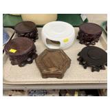 Miniature Wood and Porcelain Figurine Stands