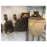 Miniature Stoneware, Candlesticks and Bookends