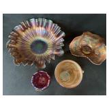 (4) Pieces of Carnival Glass