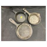 (3) Cast Metal Frying/Sauce Pans