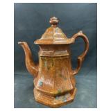 Foltz Redware Paneled Coffee Pot