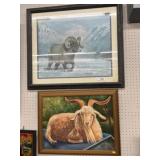 Signed & Numbered Print of Mountain Goat  w/ Paint