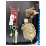 Cast Metal Wagon with Turtle Canister