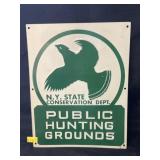 Tin New York Hunting Ground Sign