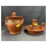 Ned Foltz Redware Canister with Candlestick