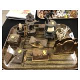 Bronze Plated Inkwell, Letter Holders, etc.