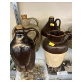 (3) Stoneware Jugs with Pitcher