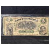 Confederate 1861 Pittsylvania $5 Bank Note